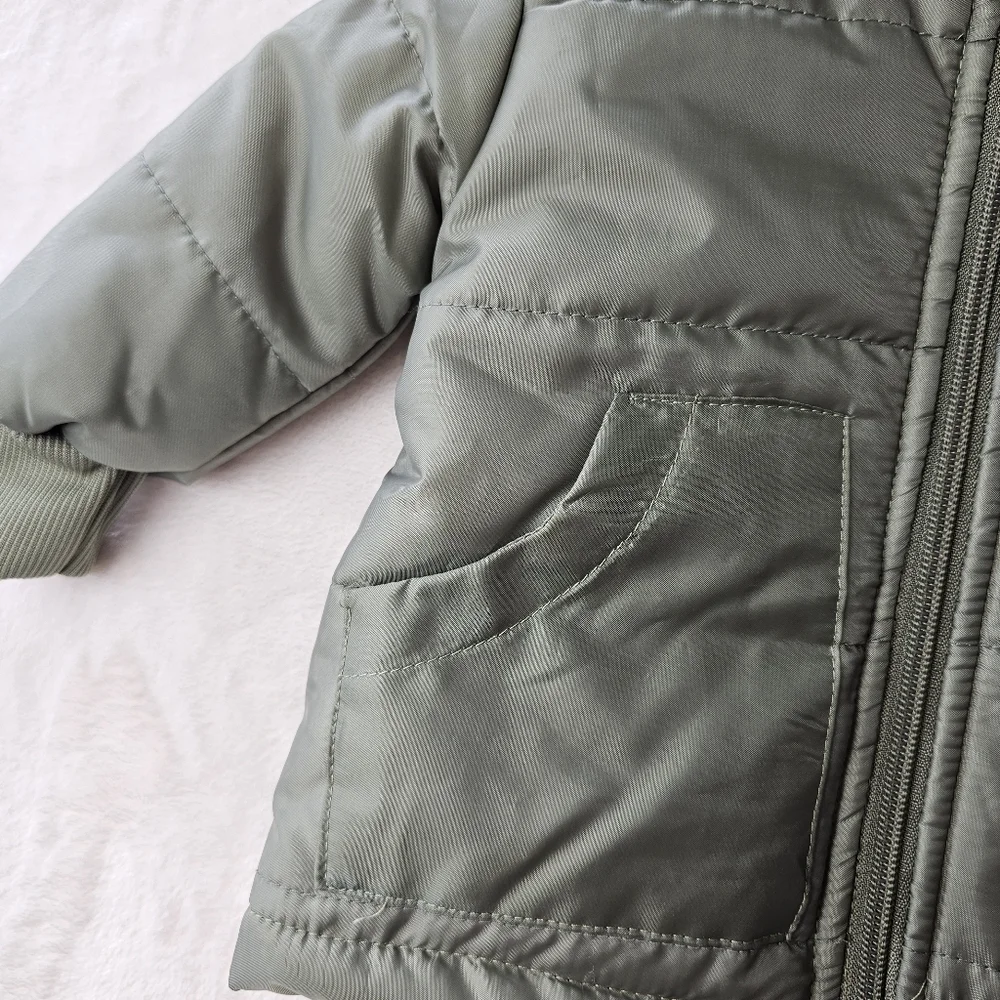 7 for All Mankind Girls’ Winter pufferJacket 12M army green pink fall hooded